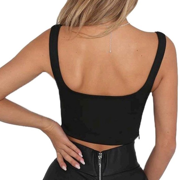 Susupeng Women Sexy Deep V Neck Sleeveless Slim Crop Top Side Zip Casual Tank - Picture 2 of 6